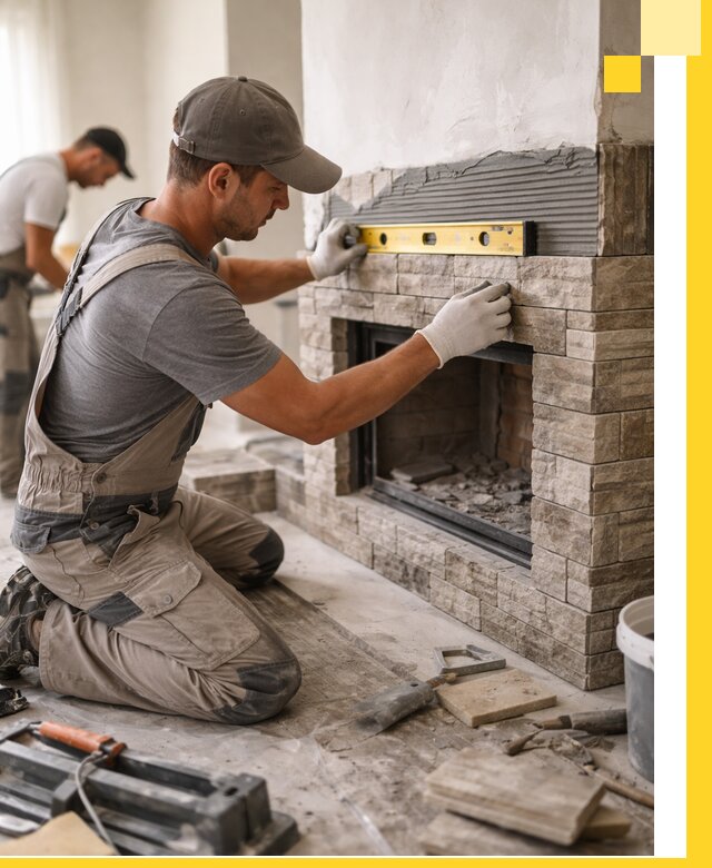 Облицовка каминов в Сыктывкаре, монтаж и отделка натуральным камнем