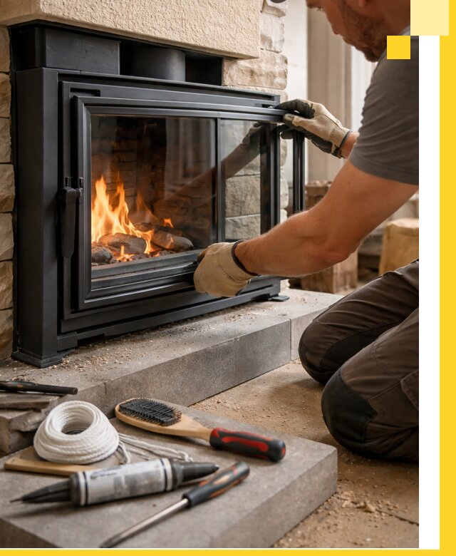 Производство, монтаж и доставка каминов со стеклом в Сыктывкаре