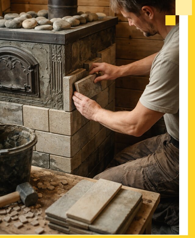 Облицовка банных печей в Сыктывкаре профессиональная отделка