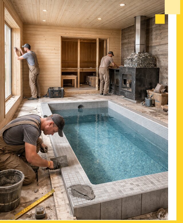 Проект бани с бассейном и сауной в Сыктывкаре под ключ