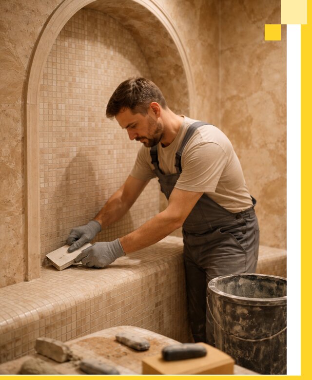 Профессиональная отделка хамамов с мозаикой под ключ в Сыктывкаре