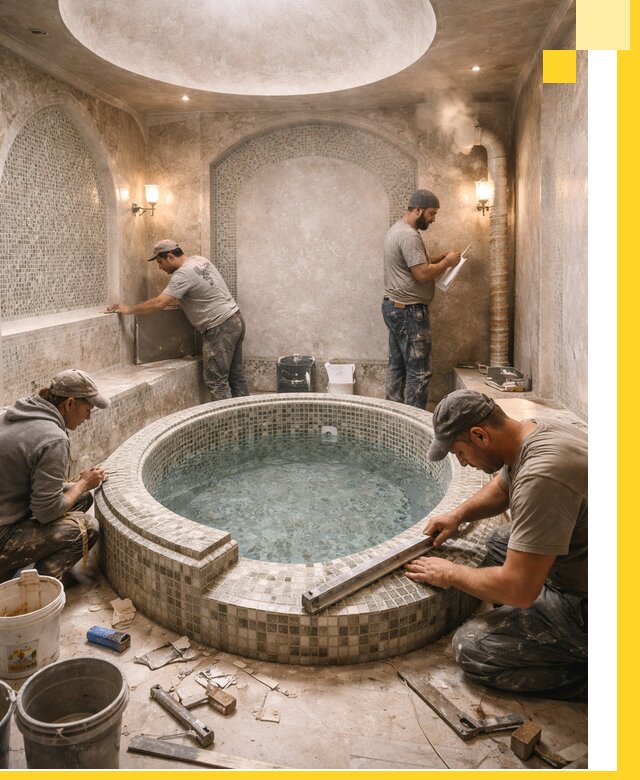 Профессиональное строительство хамама с бассейном в Сыктывкаре под ключ