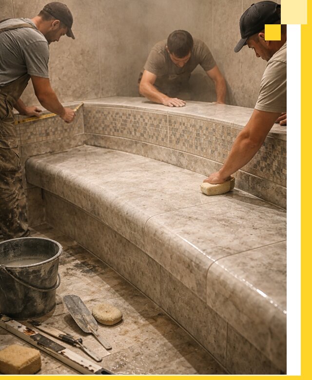 Изготовление и установка сидений для хамама в Сыктывкаре